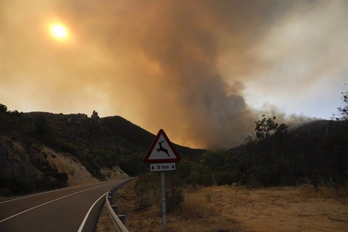 Archivo - Vista general del incendio en el término abulense de Navalacruz, a 16 de agosto de 2021, en Ávila, Castilla y León (España). 