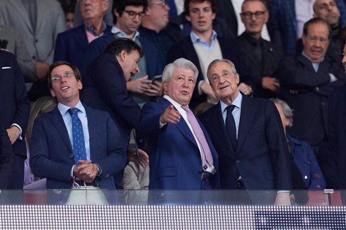 Enrique Cerezo, President of Atletico de Madrid, and Florentino Perez, President of Real Madrid, are seen during the Spanish League, LaLiga EA Sports, football match played between Atletico de Madrid and Real Madrid at Civitas Metropolitano stadium on Sep