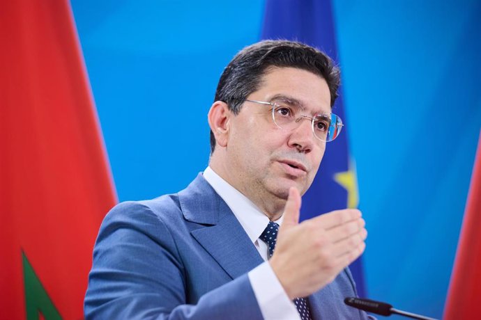 Archivo - Naser Burita, ministro de Exteriores de Marruecos, durante una visita oficial en junio en Berlín