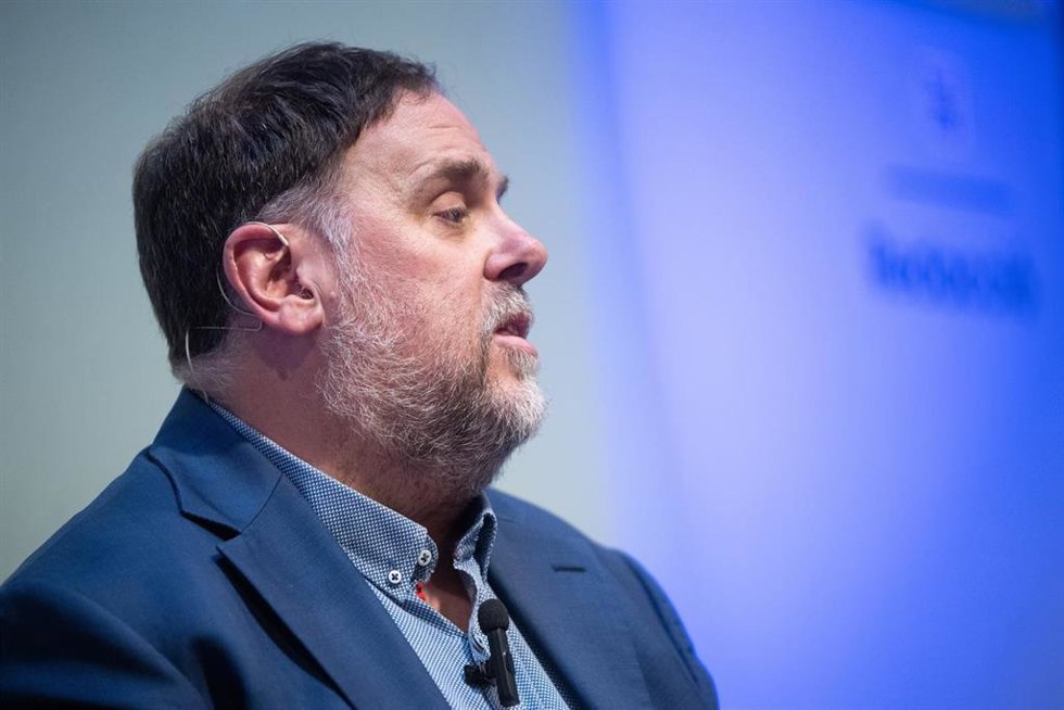 El presidente de ERC, Oriol Junqueras, durante un acto sectorial de precampaña, en el Espai Línia, a 12 de septiembre de 2024, en Barcelona, Catalunya (España). Junqueras intentará revalidar el cargo de presidente de Esquerra Republicana de Catalunya (E