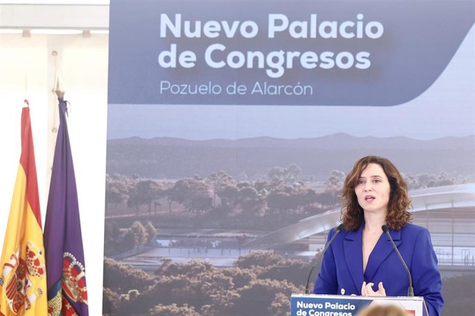 La presidenta de la Comunidad de Madrid, Isabel Díaz Ayuso, ha presentado el futuro Palacio de Congresos de Pozuelo de Alarcón (Madrid).
