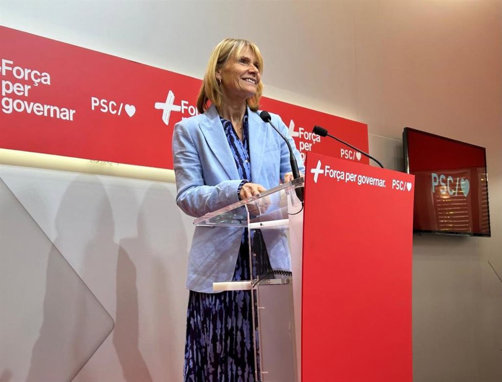 La portavoz del PSC, Llusa Moret, en una rueda de prensa