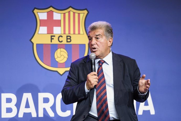 Joan Laporta, President of FC Barcelona, attends his press conference to report on the club's situation at Auditori 1899 on September 03, 2024 in Barcelona, Spain.