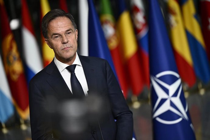 El ex primer ministro neerlandés y secretario general designado de la OTAN, Mark Rutte, antes de la ceremonia en la que tomará el testigo de la organización de manos de Jens Stoltenberg