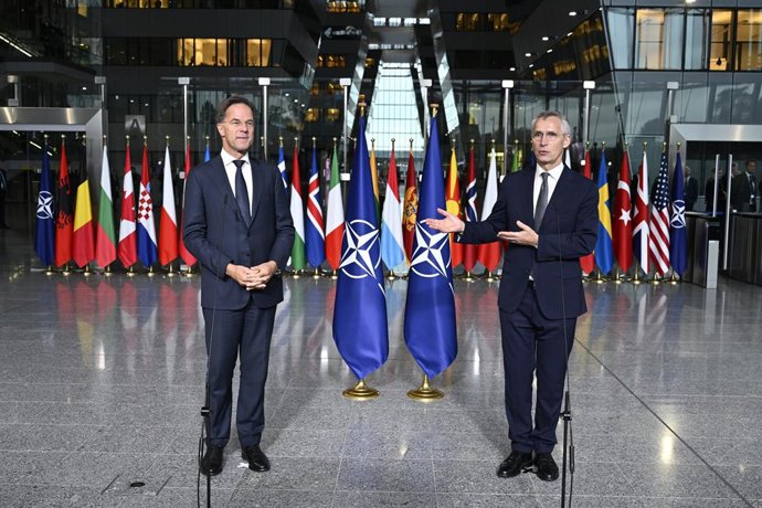 01 October 2024, Belgium, Brussels: NATO outgoing Secretary General Jens Stoltenberg pictured at a ceremony to mark the end of Stoltenberg's term as NATO Secretary General, in NATO Headquarters in Brussels, Tuesday 01 October 2024. The ceremonies will mar