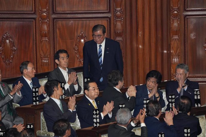 Shigeru Ishiba durante la votación en el Parlamento sobre su nombramiento como primer ministro.