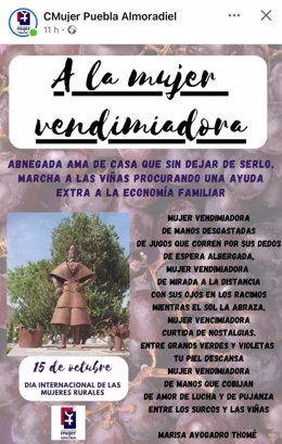 Cartel que ha elaborado el Centro de la Mujer de La Puebla de Almoradiel con motivo del Día de la Mujer Rural.