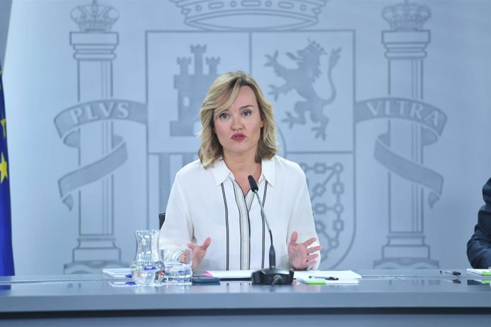 La ministra de Educación, Formación Profesional y Deportes y portavoz del Gobierno, Pilar Alegría, en la rueda de prensa posterior a la reunión del Consejo de Ministros