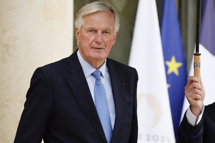 PARIS, Sept. 24, 2024  -- French Prime Minister Michel Barnier leaves after the first cabinet meeting of the new government at the Elysee Palace in Paris, France, Sept. 23, 2024.   French Prime Minister Michel Barnier announced on Sept. 21 the formation o