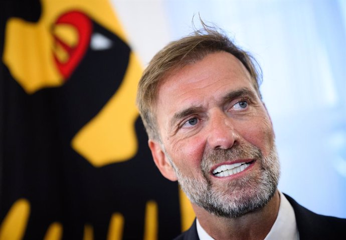 01 October 2024, Berlin: Football manager Juergen Klopp speaks after he  was awarded the Order of Merit of the German Republic of Germany by German President Frank-Walter Steinmeier at Bellevue Palace. On the occasion of the Day of German Unity, Steinmeie