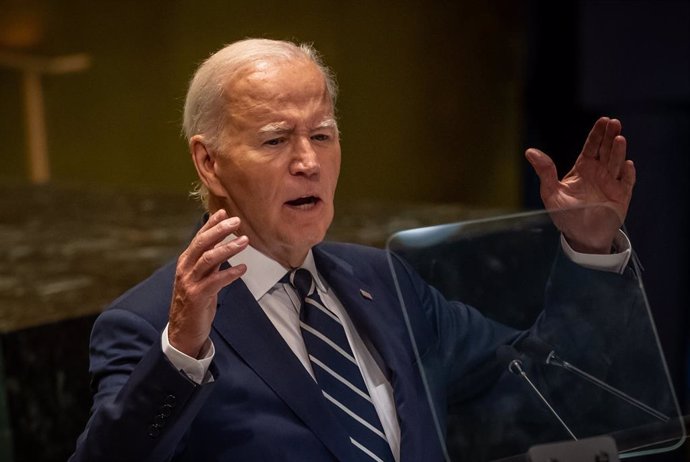 24 September 2024, US, New York: US President Joe Biden speaks at the opening of the 79th General Debate of the UN General Assembly. Photo: Michael Kappeler/dpa