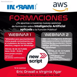 Cartel informativo sobre los dos webinarse de Ingram Micro Cloud y Amazon Web Services (AWS).