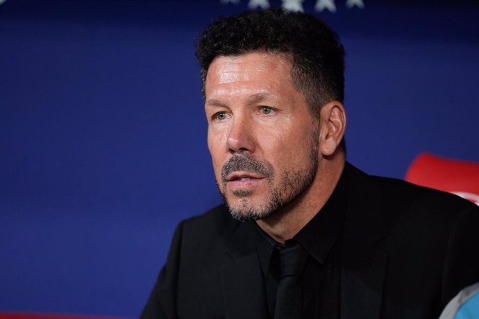 Diego Pablo Simeone, head coach of Atletico de Madrid, looks on during the Spanish League, LaLiga EA Sports, football match played between Atletico de Madrid and Real Madrid at Civitas Metropolitano stadium on September 29, 2024, in Madrid, Spain.