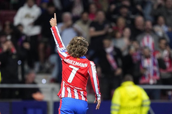 Antoine Griezmann of Atletico de Madrid celebrates a goal during the UEFA Champions League 2024/25 League Phase MD1 match between Atletico de Madrid and RB Leipzig at Estadio Civitas Metropolitano on September 19, 2024 in Madrid, Spain.