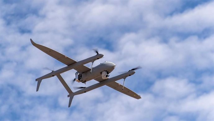 Uno de los drones participantes en el ejercicio marítimo de la Armada en el Golfo de Cádiz