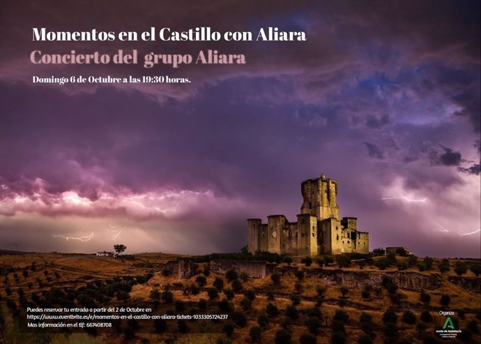 Cartel promocional del concierto de Aliara en el castillo de Belalcázar.