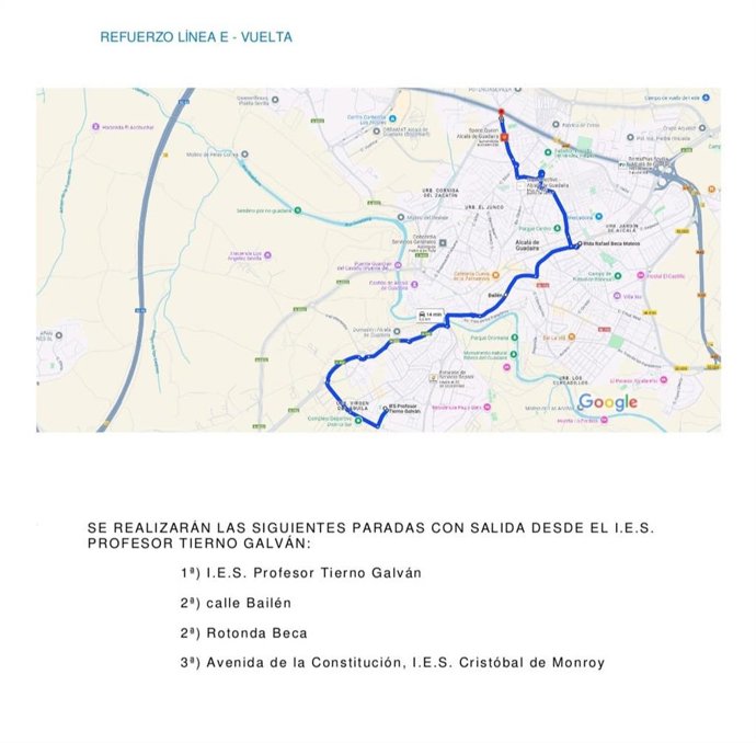 Trazado de una de las líneas de autobús urbano.