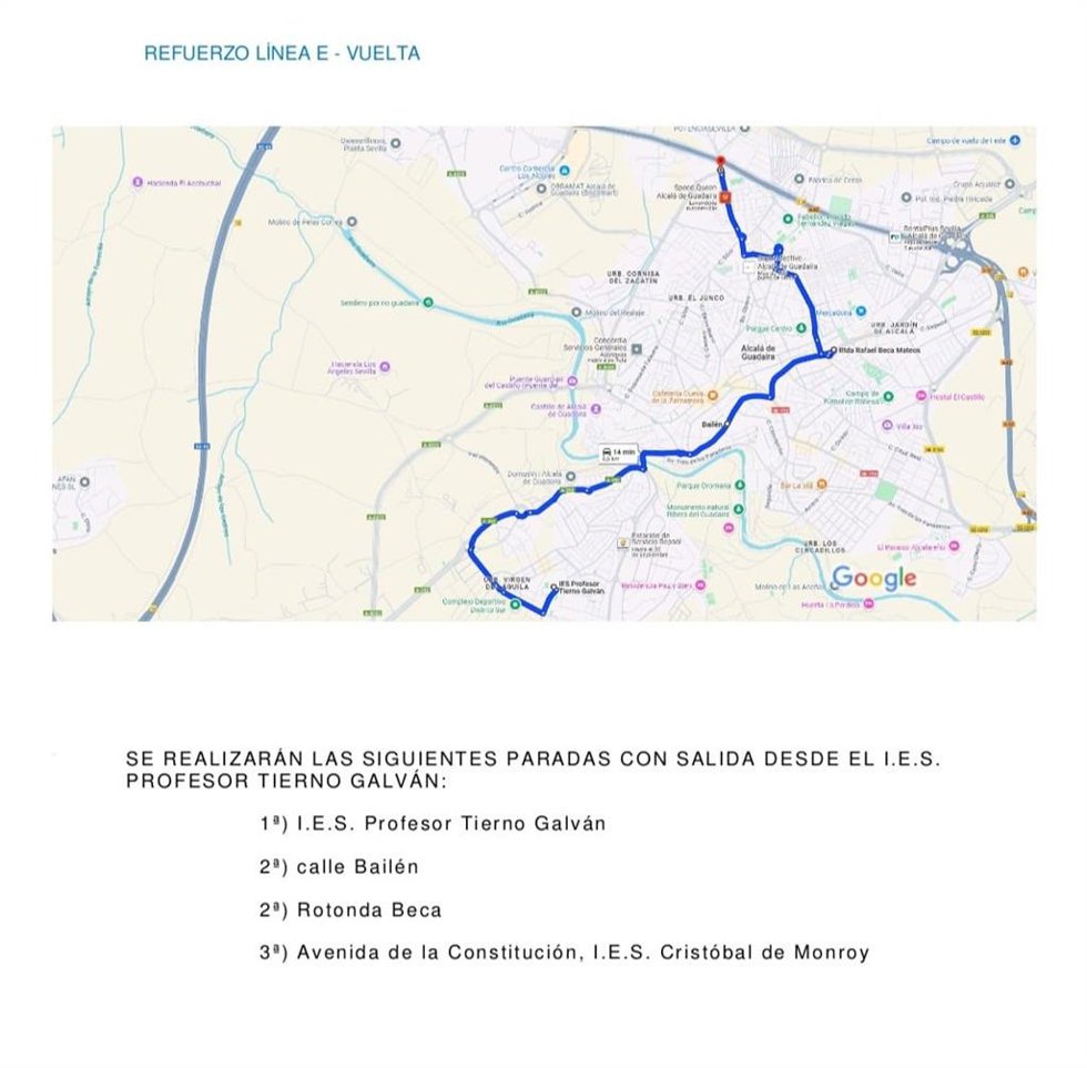 Trazado de una de las líneas de autobús urbano.