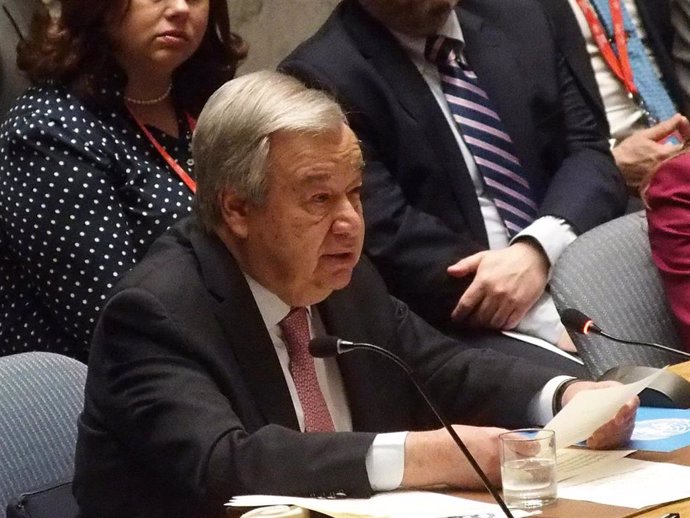 Archivo - El secretario general de Naciones Unidas, António Guterres, durante una sesión del Consejo de Seguridad de la ONU