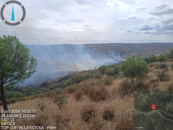 Incendio en el paraje Sierra de los Santos de Belmez.