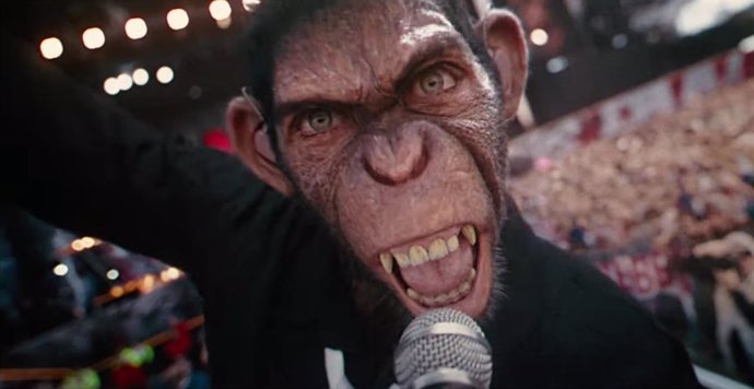 Robbie Williams es un mono cantante en el tráiler Better Man, su inclasificable biopic