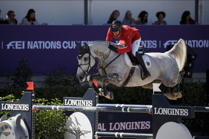 El alemán Christian Kukuk, medalla de oro en París 2024 con su caballo Checker 47, durante la pasada edición del CSIO Barcelona