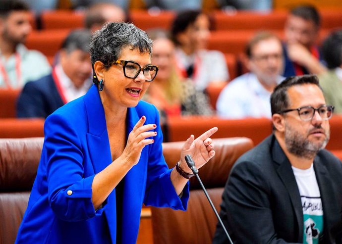 La diputada de Adelante Andalucía Maribel Mora en el Pleno del Parlamento.