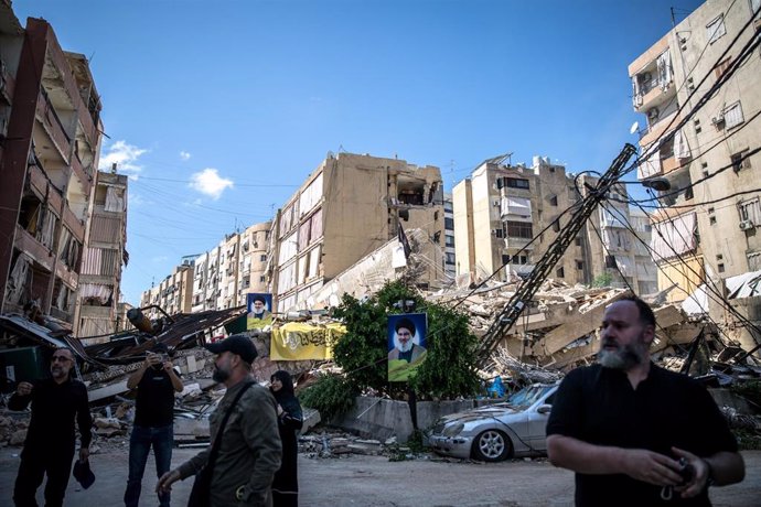 Edificio destruido por un ataque israelí en Beirut, capital de Líbano