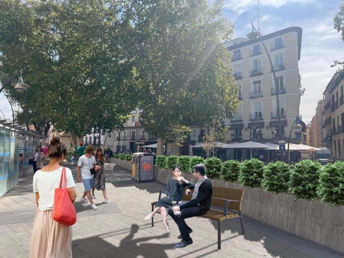 Render de la plaza de Tirso de Molina en la que se ve cómo quedará tras su rehabilitación