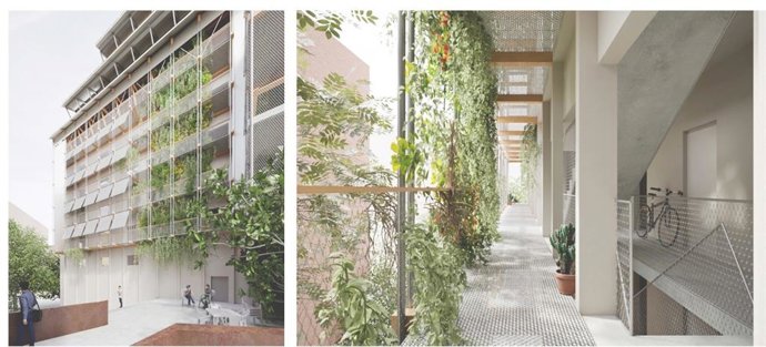 La propuesta de medianera 'Hanging Gardens' de Sofía Romeo, prevista para el distrito de l'Eixample