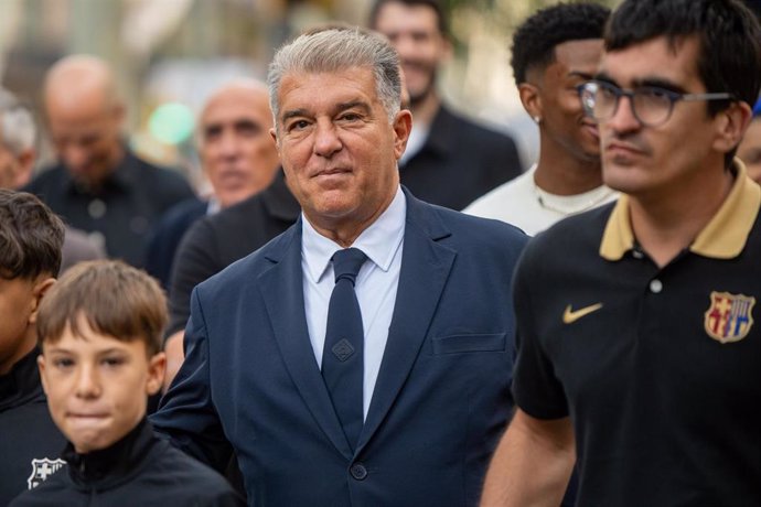 El presidente del FC Barcelona, Joan Laporta, durante un acto