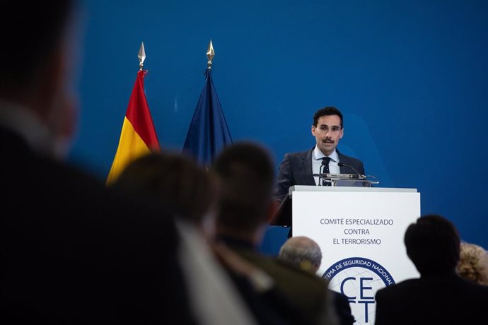 El secretario de Estado de Seguridad, Rafael Pérez, clausura un seminario sobre la Estrategia Nacional contra el Terrorismo, aprobada por el Consejo de Seguridad Nacional, en el Centro Tecnológico de Seguridad, a 3 de octubre de 2024, en Madrid (España).