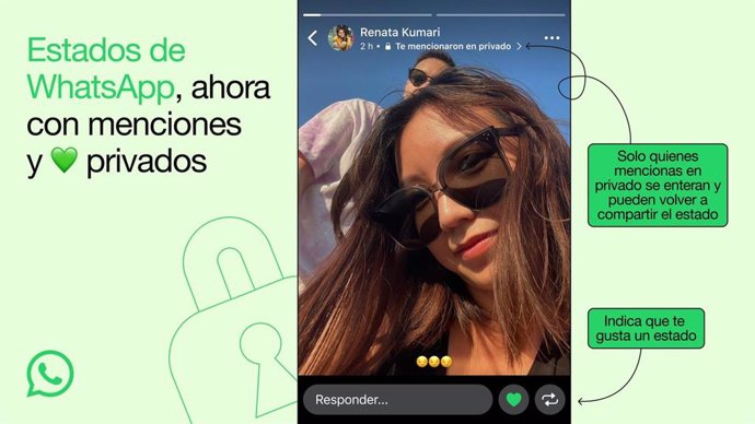 Menciones privadas en los estados de WhatsApp