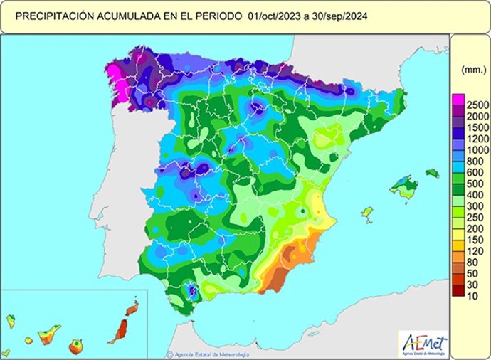 El año hidrológico 2023-2024 ha sido húmedo en la Península, pero con un reparto desigual de las precipitaciones.