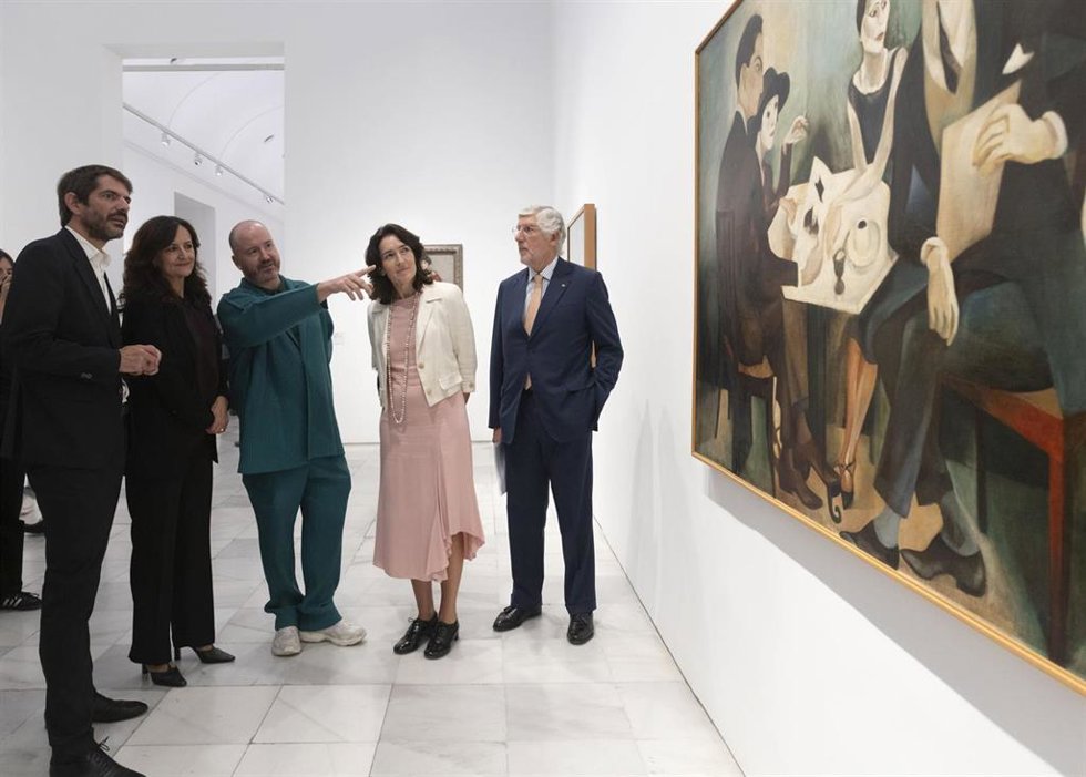 Ernest Urtasun, Ministro de Cultura de España; Dalila Rodrigues, Ministra de Cultura de Portugal; Manuel Segade, director del MNCARS; Ángeles González-Sinde, presidenta Real Patronato del MNCARS; y  Joo Mira-Gomes, Embajador de Portugal en España