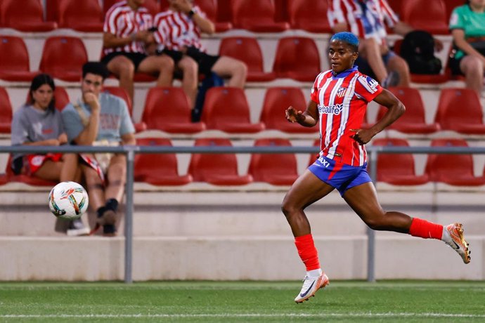 Rasheedat Ajibade of Atletico Madrid in action during the Spanish Women League, Liga F, football match played between Atletico de Madrid and Granada CF at Centro Deportivo Alcala de Henares on September 11, 2024 in Madrid, Spain.