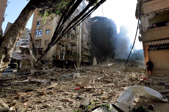 Bombardeos en la capital de Líbano, Beirut, a 3 de octubre de 2024