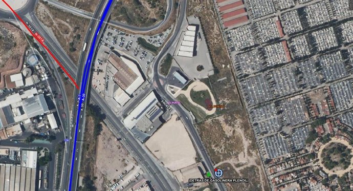 Zona en la que tuvo lugar el accidente de tráfico