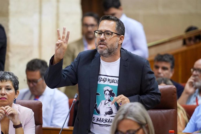 El portavoz del Grupo Mixto-Adelante Andalucía, José Ignacio García, en un debate parlamentario