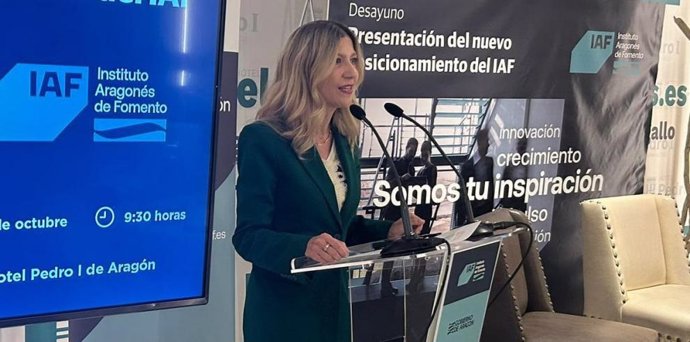 La vicepresidenta del Gobierno de Aragón, Mar Vaquero, durante el acto del IAF en Huesca.