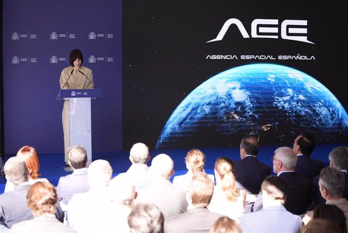 La ministra Diana Morant en el estreno del logotipo de la Agencia Espacial Española