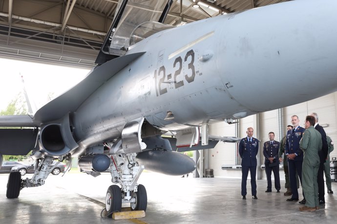 El teniente coronel Pablo Estrada Martín durante una reciente visita del Rey a Lituania 