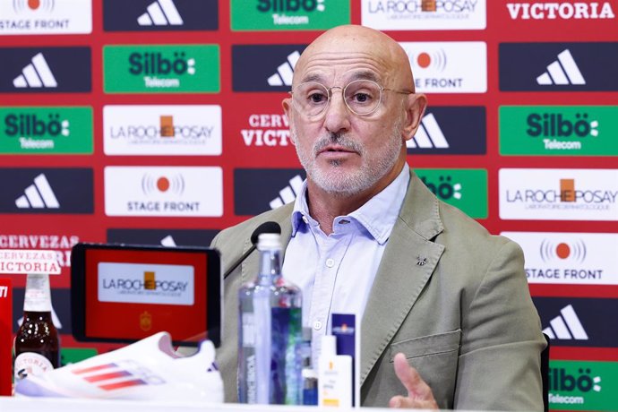 Luis de la Fuente, head coach of Spain Team, attends his press conference to announce the list of summoned players ahead the UEFA Nations League football matches of Spain Team against Dinamarca and Serbia at Ciudad del Futbol on October 4, 2024, in Las Ro