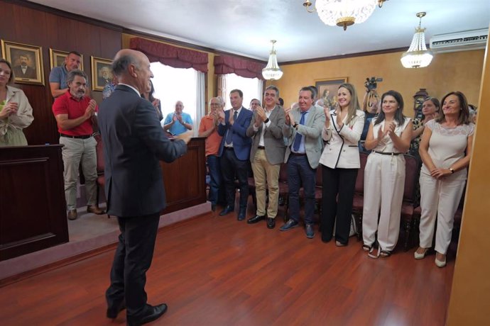 Juan Manuel González en su despedida como alcalde de Lepe (Huelva).