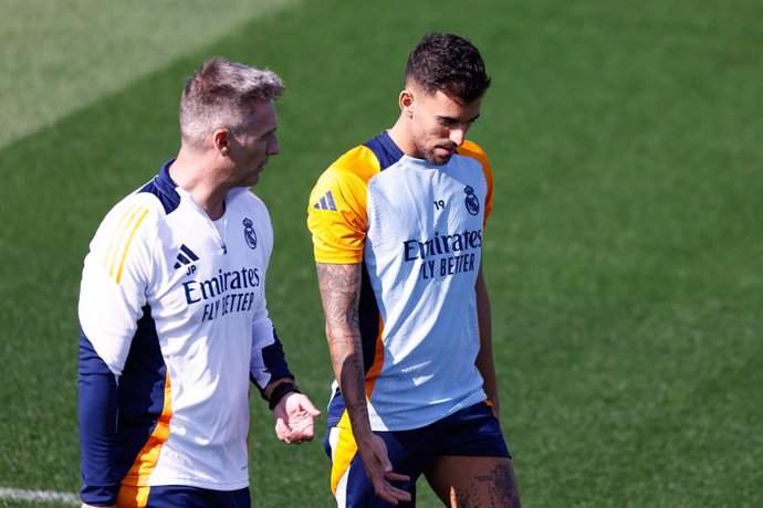 Daniel Ceballos of Real Madrid looks on during the training day of Real Madrid ahead the Spanish League, LaLiga EA Sports, football match against Deportivo Alaves at Ciudad Deportiva Real Madrid on September 23, 2024, in Valdebebas, Madrid, Spain.