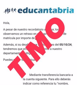 El Gobierno de Cantabria alerta de una estafa a los usuarios de la plataforma Educantabria