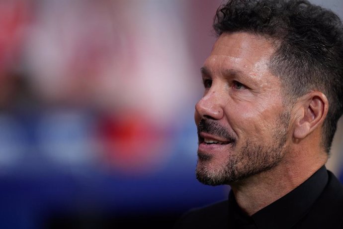 Diego Pablo Simeone, head coach of Atletico de Madrid, looks on during the Spanish League, LaLiga EA Sports, football match played between Atletico de Madrid and Real Madrid at Civitas Metropolitano stadium on September 29, 2024, in Madrid, Spain.