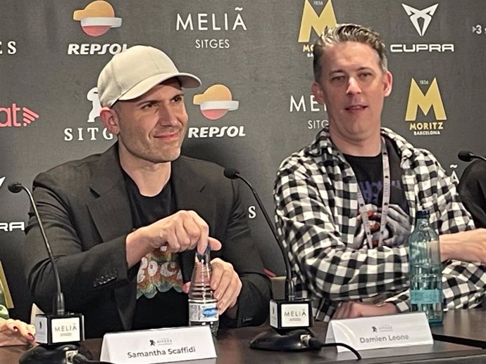 El director Damien Leone y el actor David Howard Thornton, en la presentación de 'Terrifier 3' en el Festival de Sitges