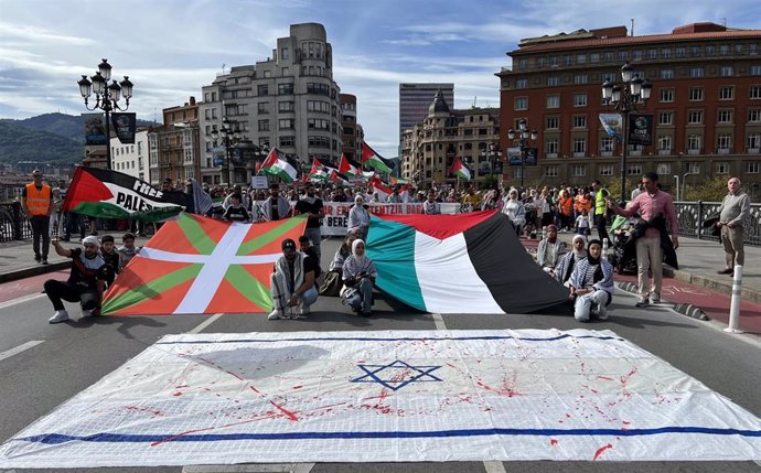 Manifestación en apoyo de Palestina en Bilbao.