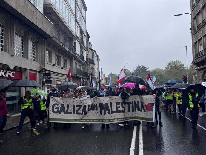 Manifestación 'Galiza con Palestina', Santiago de compostela a 6 de octubre de 2024.